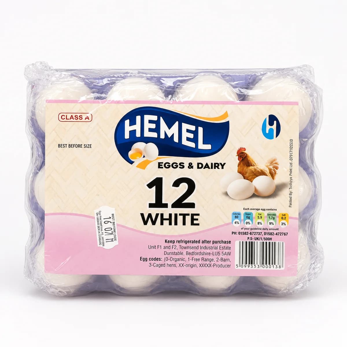 Hemel Eggs & Dairy 12 White Free Range Eggs