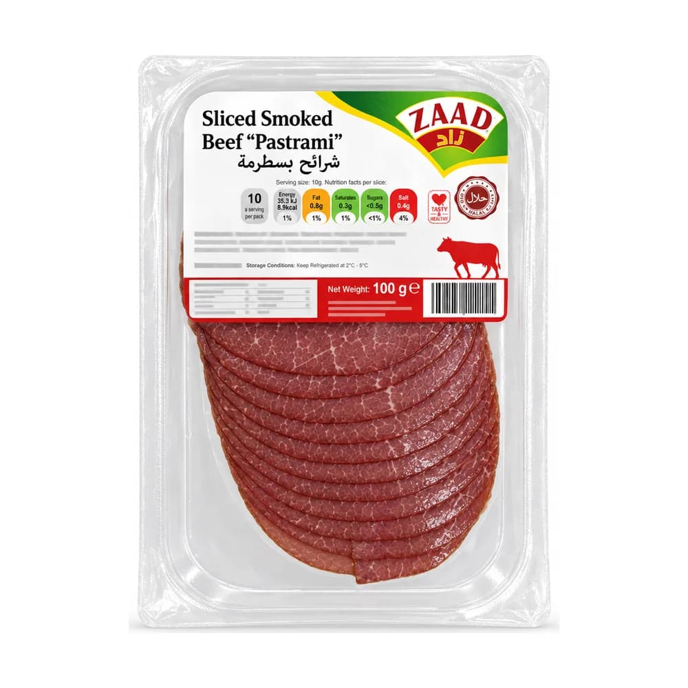 Zaad Sliced Smoked Beef Pastrami 100g