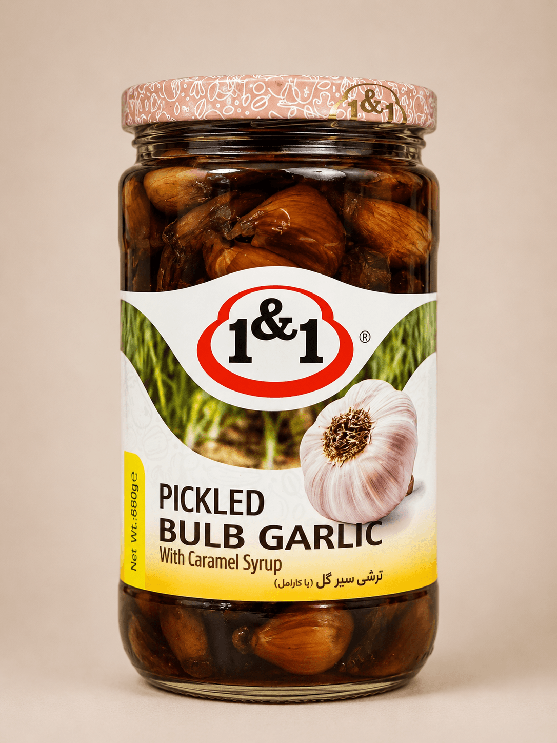 1&1 Pickled Bulb Garlic with caramel Syrup